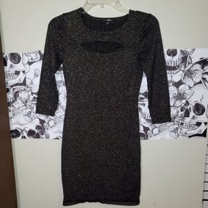 Express cutout knit bronze glitter dress